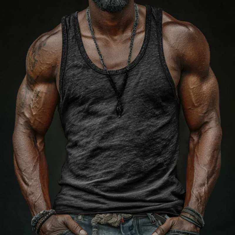 Men's Casual Breathable Skin-friendly Cotton U-neck Slim Fit Tank Top MTA0746G0M sold by Manly product image thumbnail 4