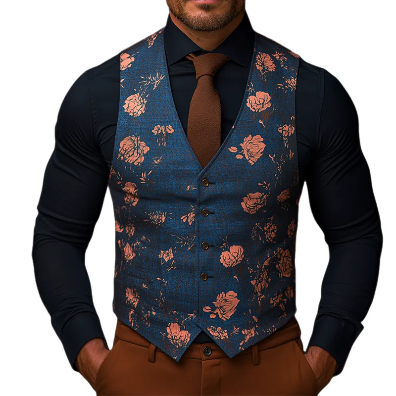 Men's Retro Casual Printed Suit Vest MTA2247G9TO sold by Manly