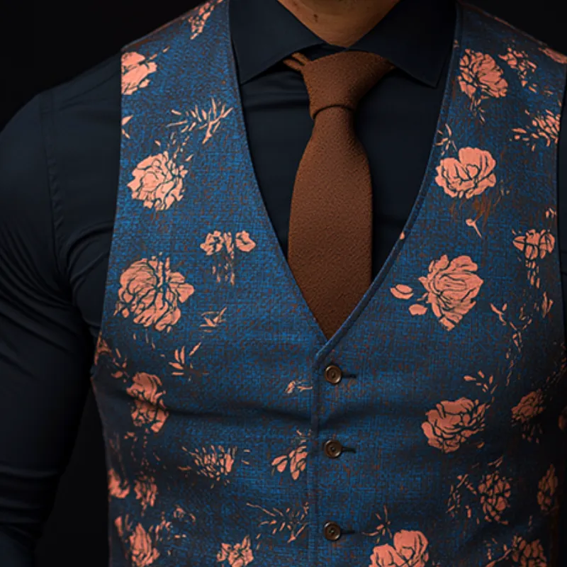 Men's Retro Casual Printed Suit Vest MTA2247G9TO sold by Manly product image thumbnail 3
