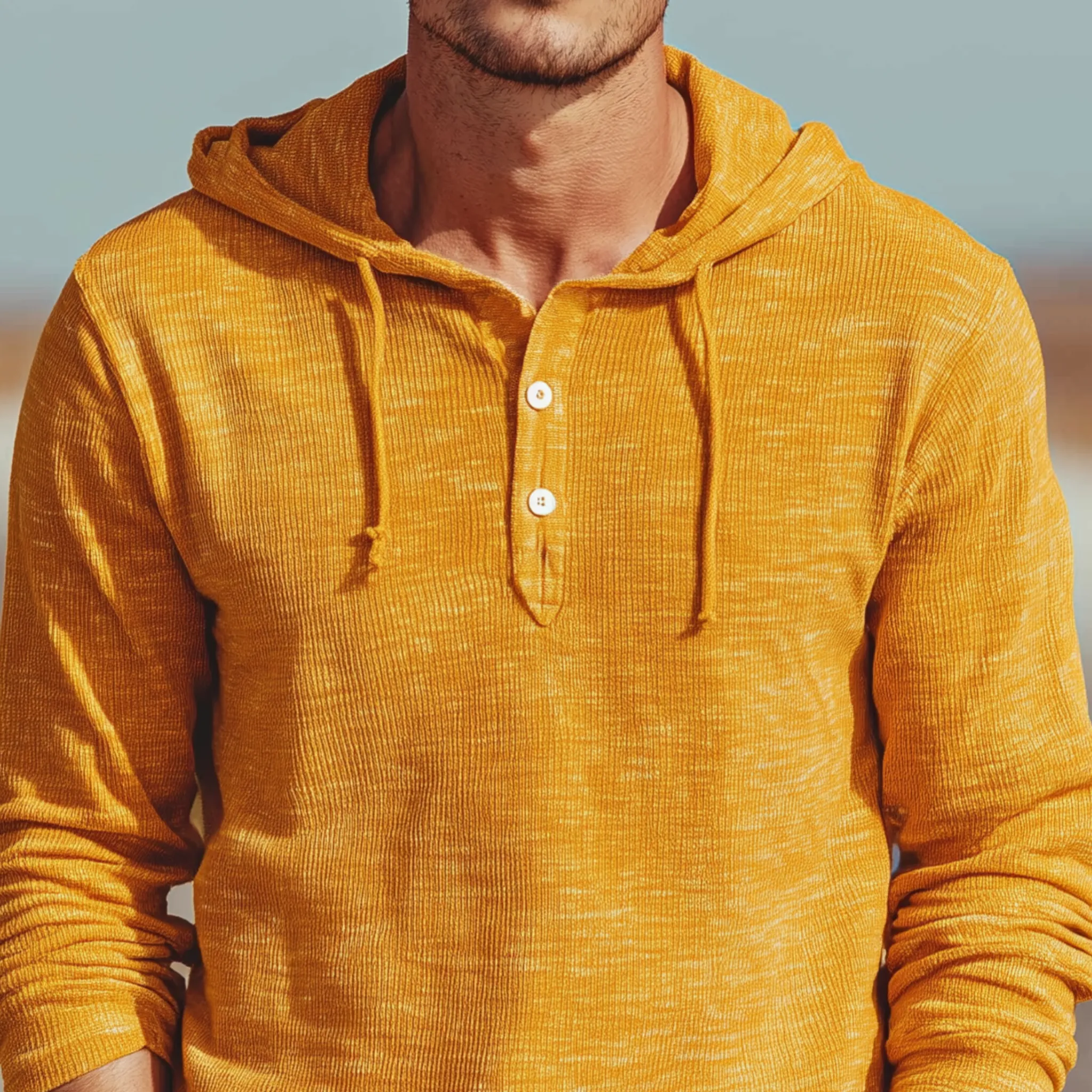 Men's Classic Casual Hooded Henley Collar Knit Long Sleeve T-Shirt MTA2373G6K sold by Manly product image thumbnail 4