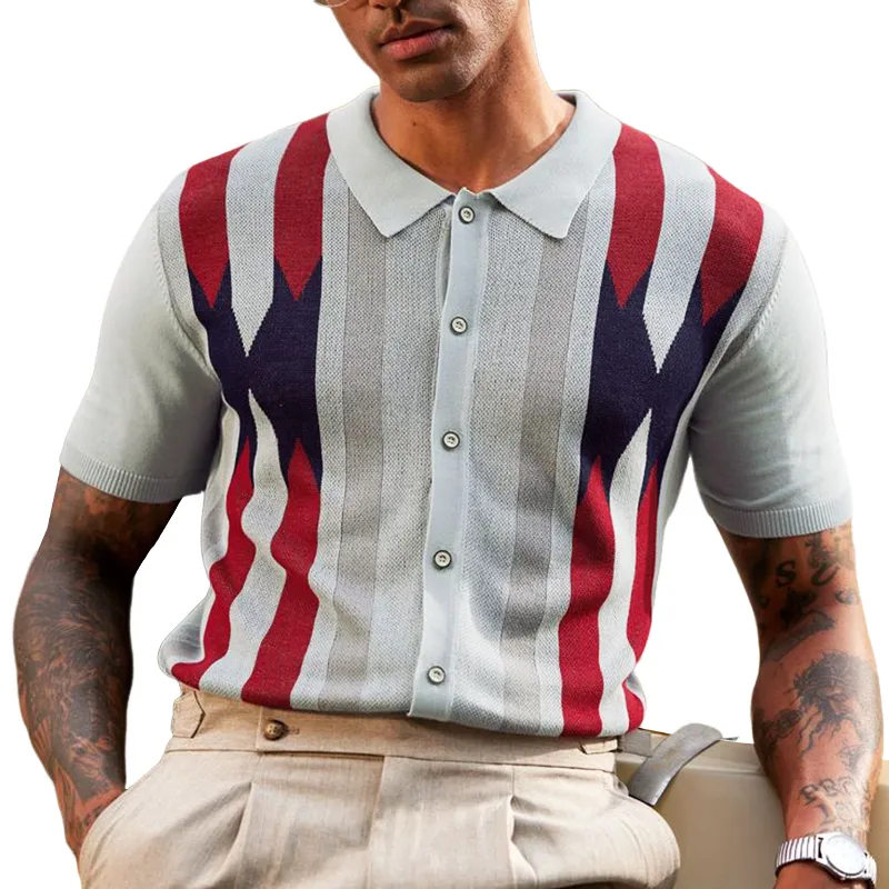 Men's Classic Colorblock Knit Short Sleeve Shirt MTA2340G3U sold by Manly