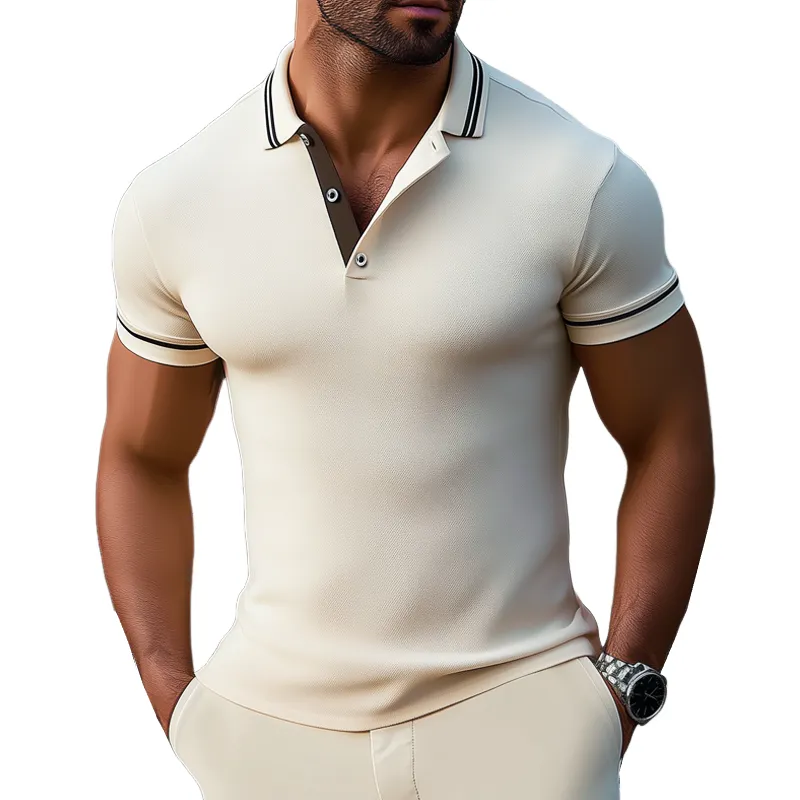 Men's Classic Business Colorblock Collar Short-sleeved POLO Shirt MTA2316G7U sold by Manly