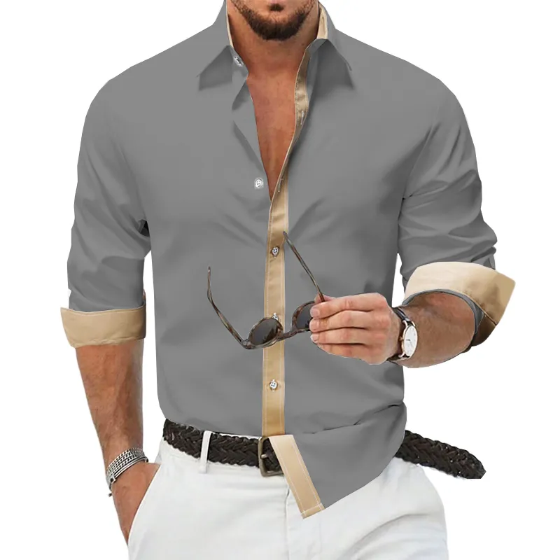 Men's Classic Business Colorblock Cotton Long Sleeve Shirt MTA2362G5U sold by Manly