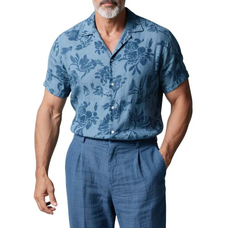 Men's Floral Lapel Short Sleeve Shirt MTA2362G2Z sold by Manly