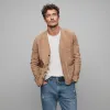Men's Classic Casual Thin Suede Solid Color Collarless Loose Jacket MTA2275G4K sold by Manly