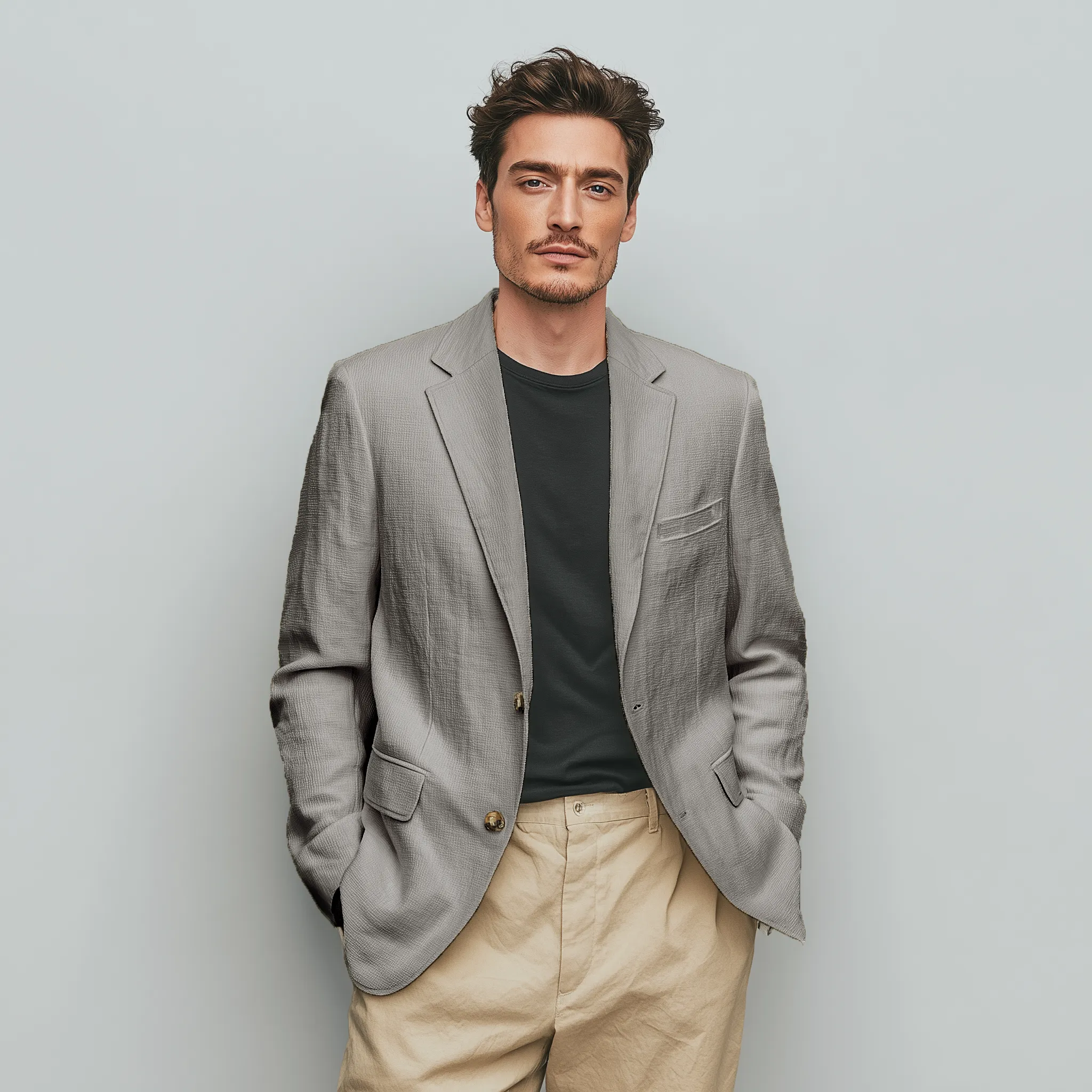 Men's Classic Casual Cotton Blend Textured Fabric Single Breasted Blazer MTA2266G5K sold by Manly product image thumbnail 5