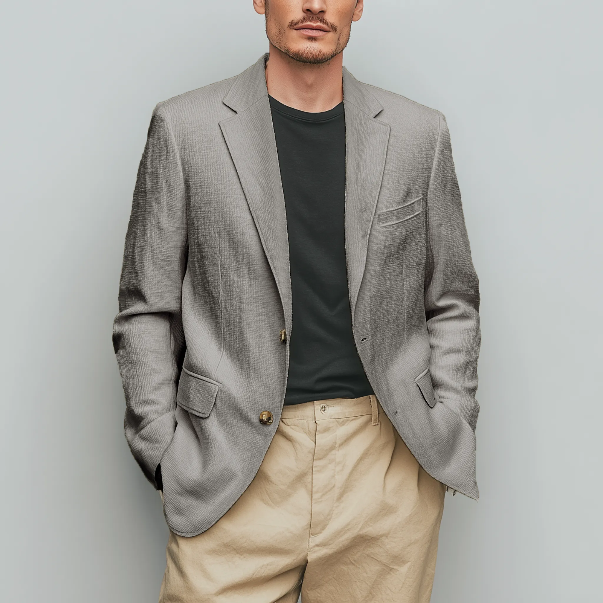 Men's Classic Casual Cotton Blend Textured Fabric Single Breasted Blazer MTA2266G5K sold by Manly product image thumbnail 2