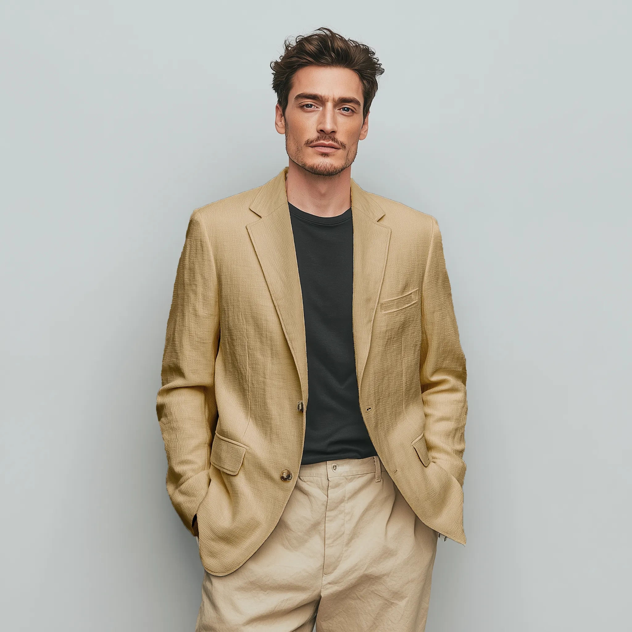 Men's Classic Casual Cotton Blend Textured Fabric Single Breasted Blazer MTA2266G5K sold by Manly product image thumbnail 3