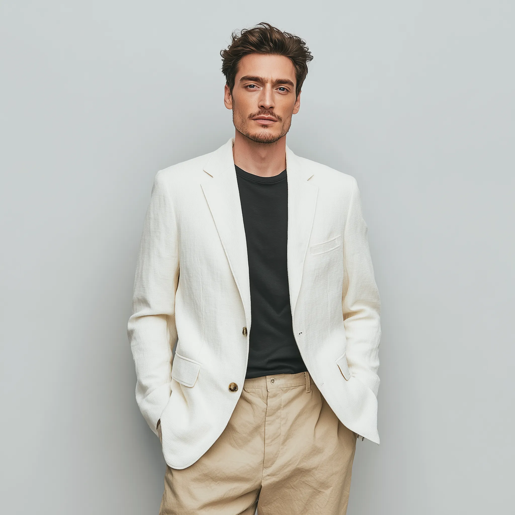 Men's Classic Casual Cotton Blend Textured Fabric Single Breasted Blazer MTA2266G5K sold by Manly product image thumbnail 4