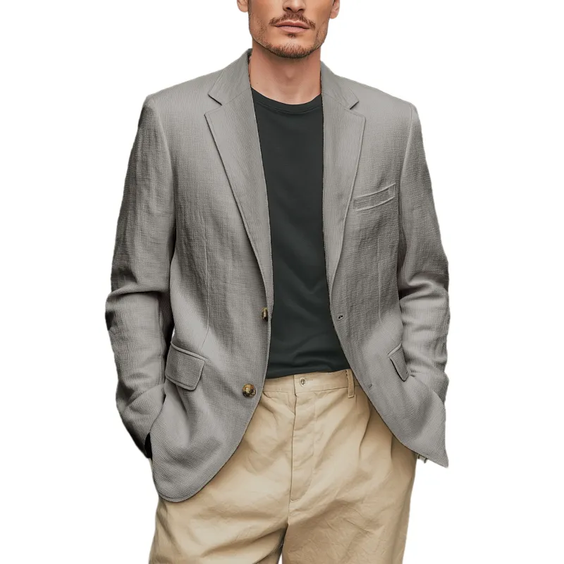 Men's Classic Casual Cotton Blend Textured Fabric Single Breasted Blazer MTA2266G5K sold by Manly