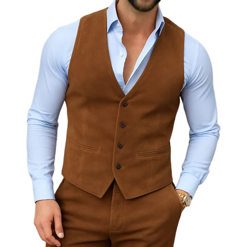 Men's Vintage Casual Solid Suede Vest MTA2256G7TO sold by Manly