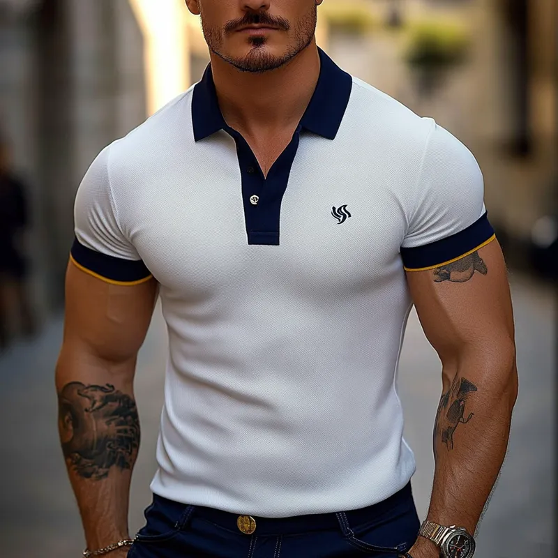 Men's Casual Colorblock Short-sleeved POLO Shirt MTA2226G0X sold by Manly product image thumbnail 2