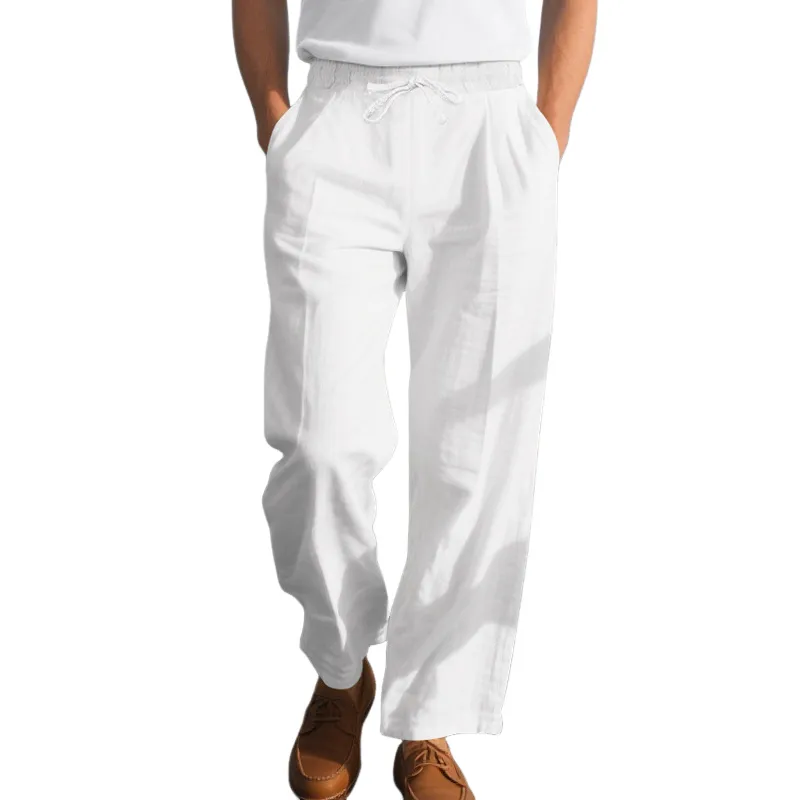 Men's Cotton And Linen Solid Color Elastic Waist Casual Pants MTA2244G3X sold by Manly product image thumbnail 3