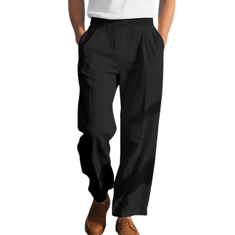 Men's Cotton And Linen Solid Color Elastic Waist Casual Pants MTA2244G3X sold by Manly product image thumbnail 2