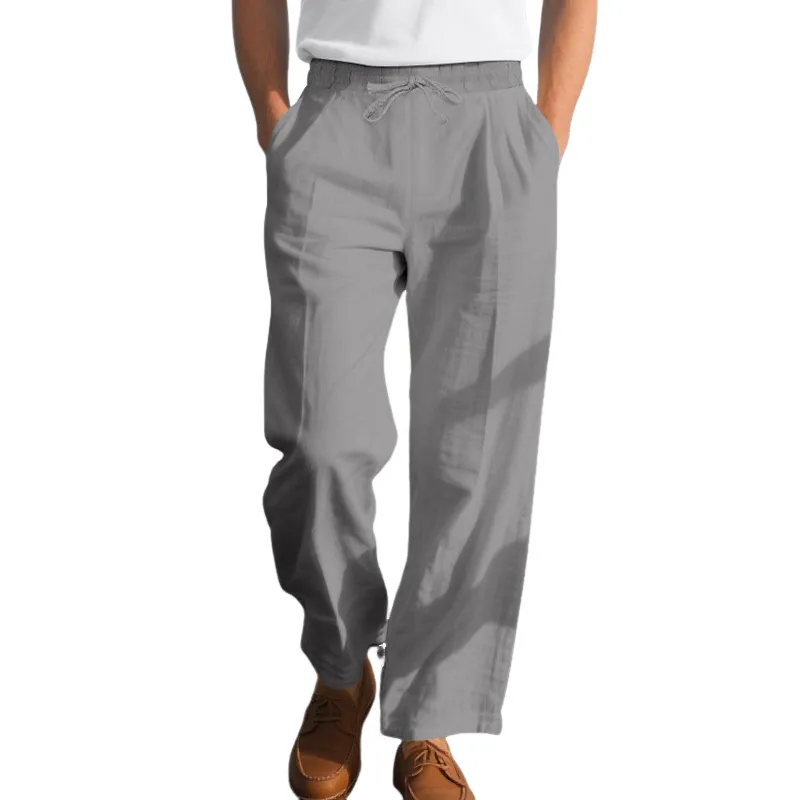 Men's Cotton And Linen Solid Color Elastic Waist Casual Pants MTA2244G3X sold by Manly product image thumbnail 4