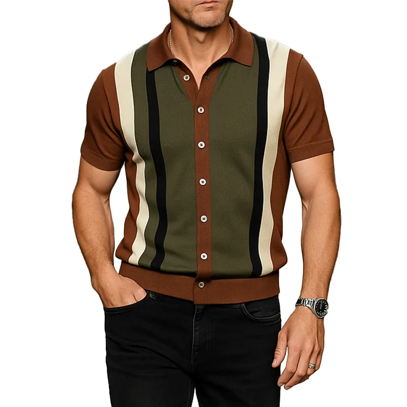 Men's Summer Retro Knitted Slim Short Sleeve Cardigan MTA2120G0P sold by Manly