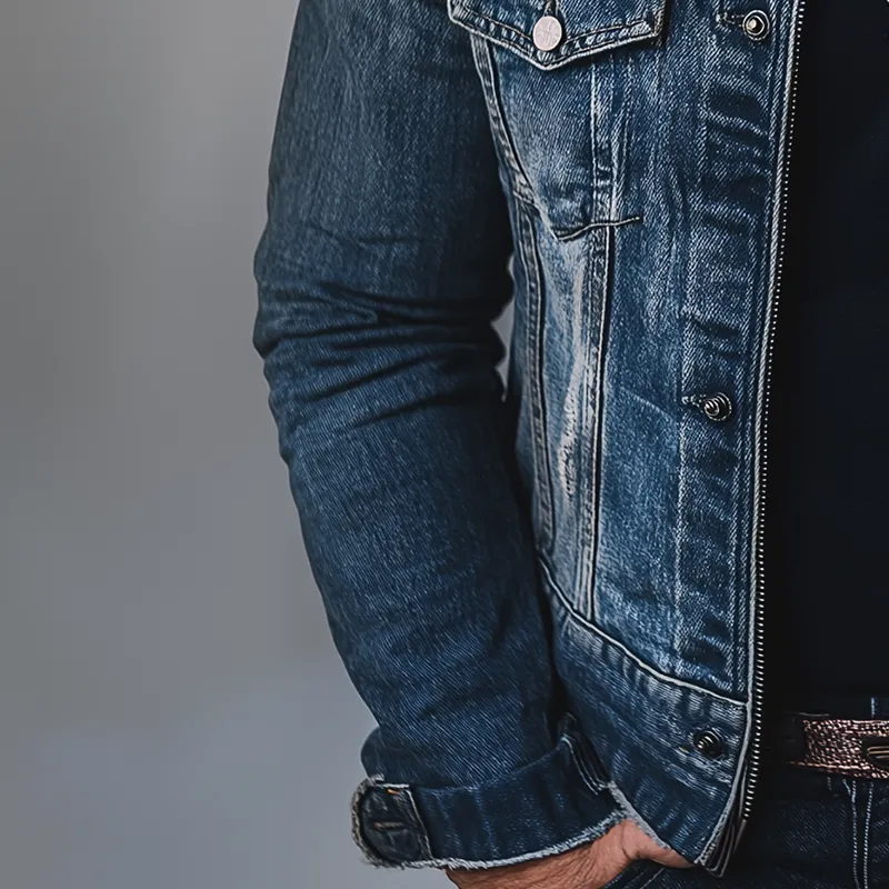 Men's Vintage Washed Distressed Denim Jacket MTA2184G1P sold by Manly product image thumbnail 5