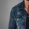 Men's Vintage Washed Distressed Denim Jacket MTA2184G1P sold by Manly