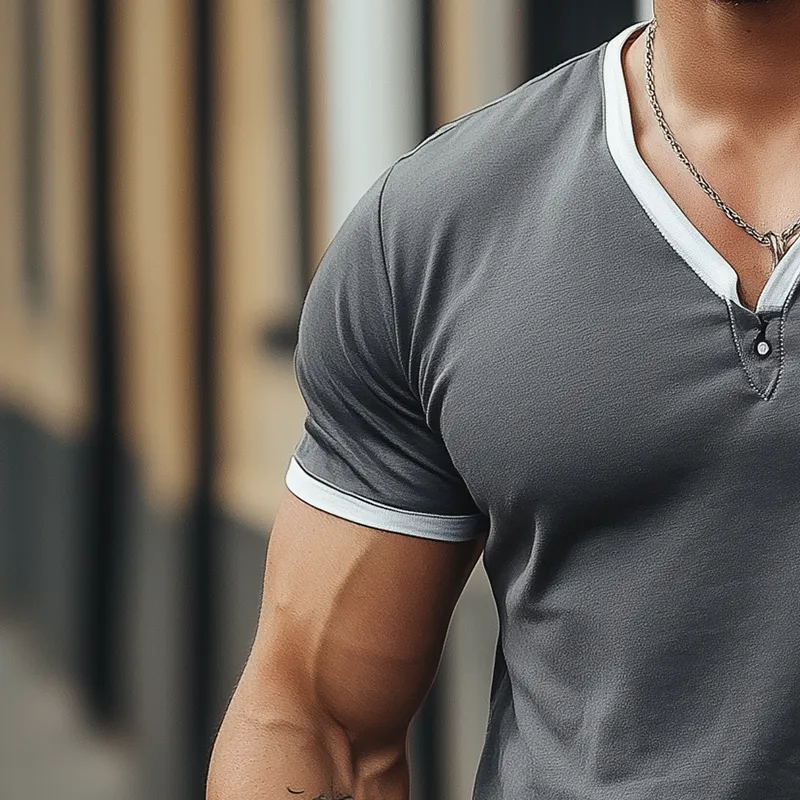 Men's Summer Fashion Slim Fit Knitted Short Sleeve T-shirt MTA2209G9P sold by Manly product image thumbnail 3