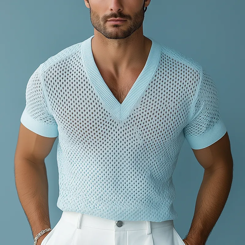 Men's Summer Fashion Knitted Mesh Short Sleeve T-Shirt MTA2278G6P sold by Manly product image thumbnail 2