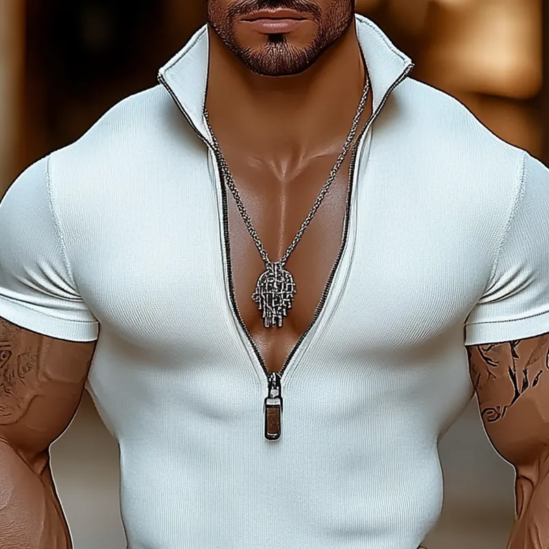 Men's Solid Stretch Lapel Short Sleeve Polo Shirt MTA2284G3Z sold by Manly product image thumbnail 3