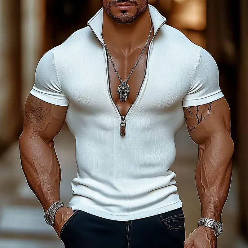 Men's Solid Stretch Lapel Short Sleeve Polo Shirt MTA2284G3Z sold by Manly product image thumbnail 2