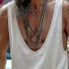 Men's Solid Loose Deep V Neck Sleeveless Tank Top 27983936Z sold by Manly