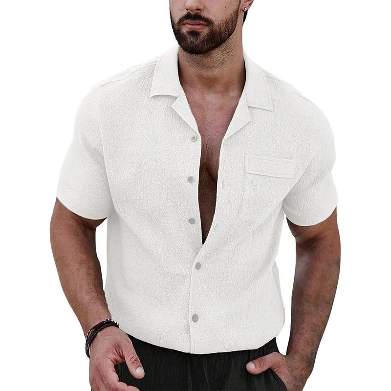 Men's Solid Color Textured Short-sleeved Shirt 81878489X sold by Manly product image thumbnail 2
