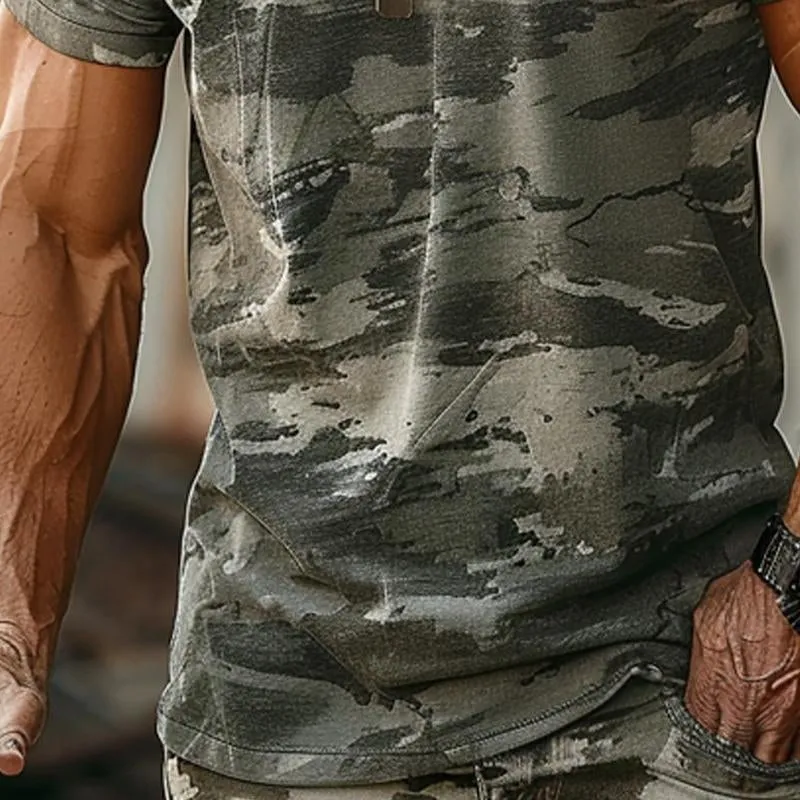 Men's Camouflage Print Round Neck Short Sleeve T-Shirt 90339221X sold by Manly product image thumbnail 3