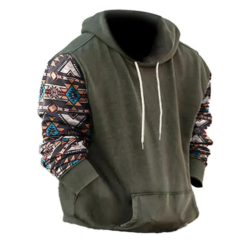 Men's Retro Print Hooded Sweatshirt 19525693X sold by Manly