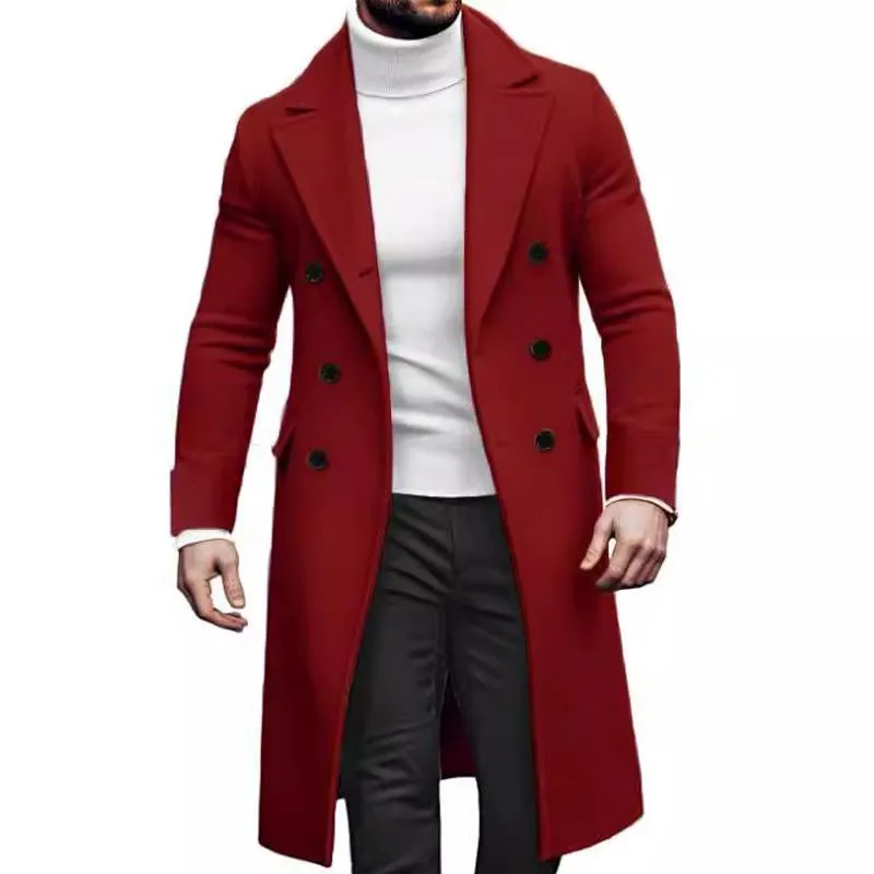 Men's Double-breasted Solid Color Mid-length Coat 75578376X sold by Manly product image thumbnail 3