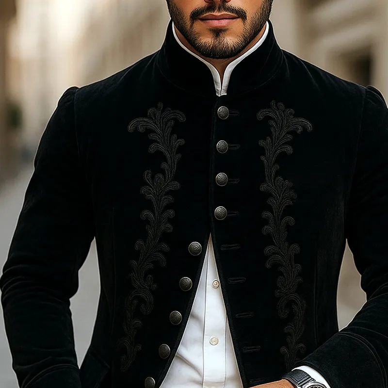 Men's Vintage Embroidered Stand Collar Single Breasted Jacket MTA2575G2Z sold by Manly product image thumbnail 3