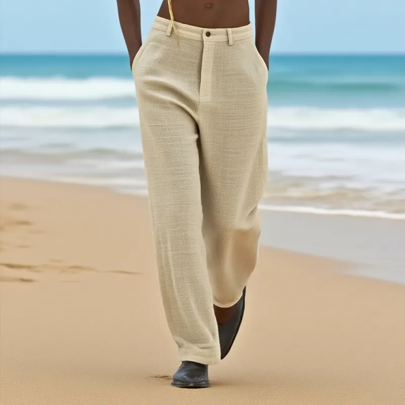 Men's Cotton And Linen Textured Straight Casual Pants MTA2571G5Z sold by Manly product image thumbnail 2