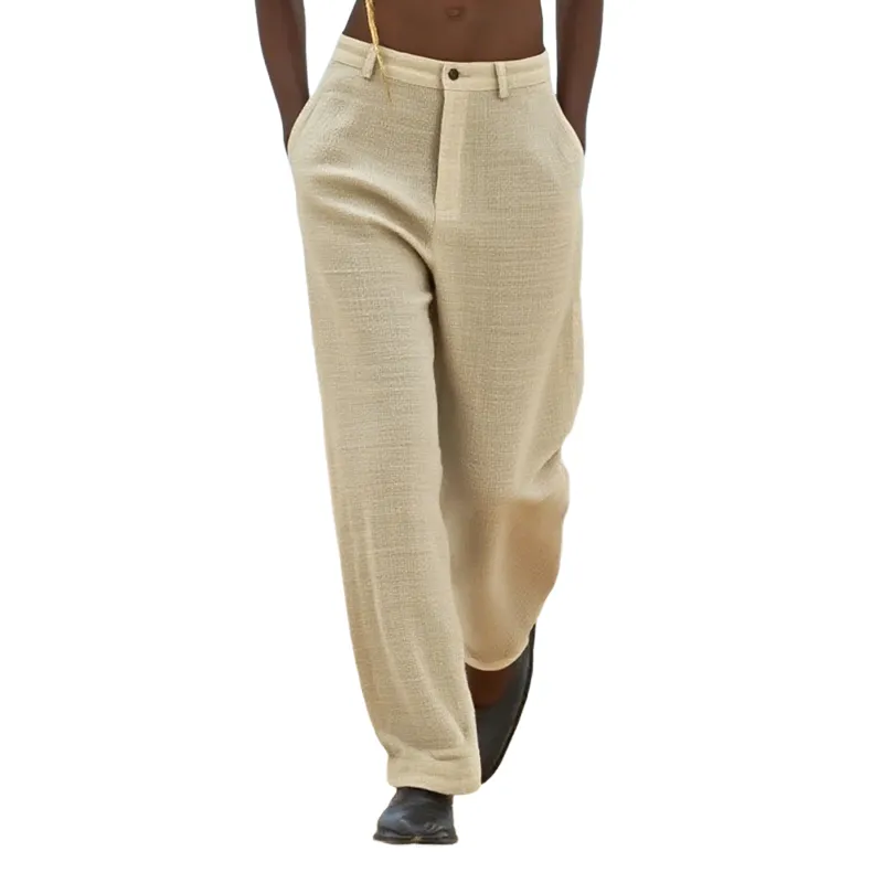 Men's Cotton And Linen Textured Straight Casual Pants MTA2571G5Z sold by Manly
