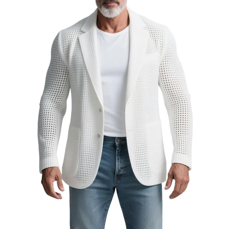 Men's Solid Knit Notch Lapel Two Buttons Casual Blazer MTA2451G5Z sold by Manly