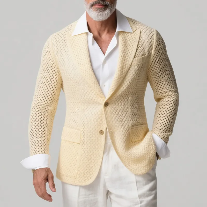 Men's Solid Knit Peak Lapel Two Buttons Casual Blazer MTA2404G9Z sold by Manly product image thumbnail 2