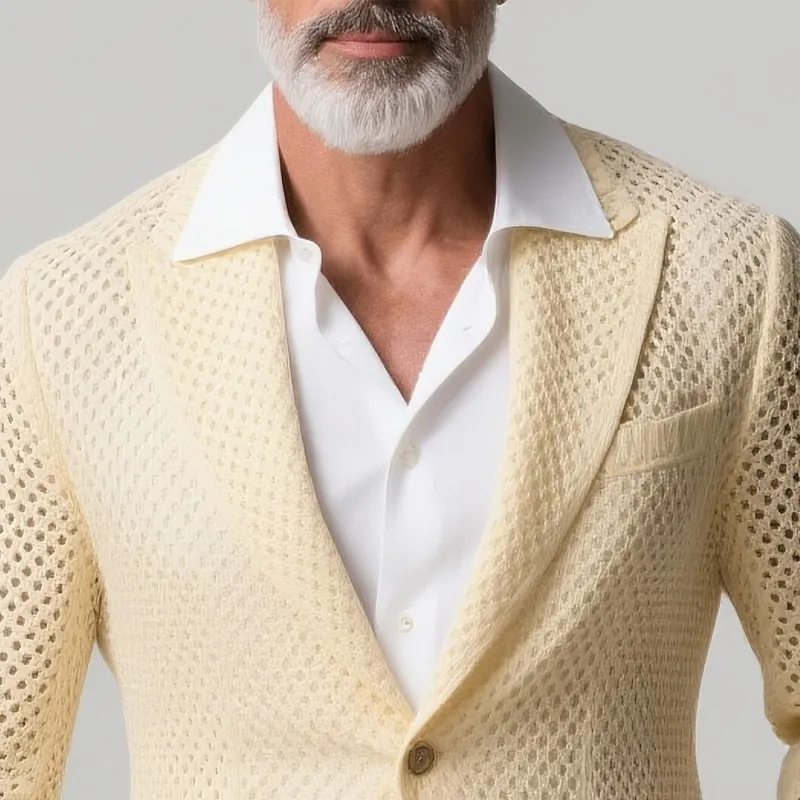 Men's Solid Knit Peak Lapel Two Buttons Casual Blazer MTA2404G9Z sold by Manly product image thumbnail 3