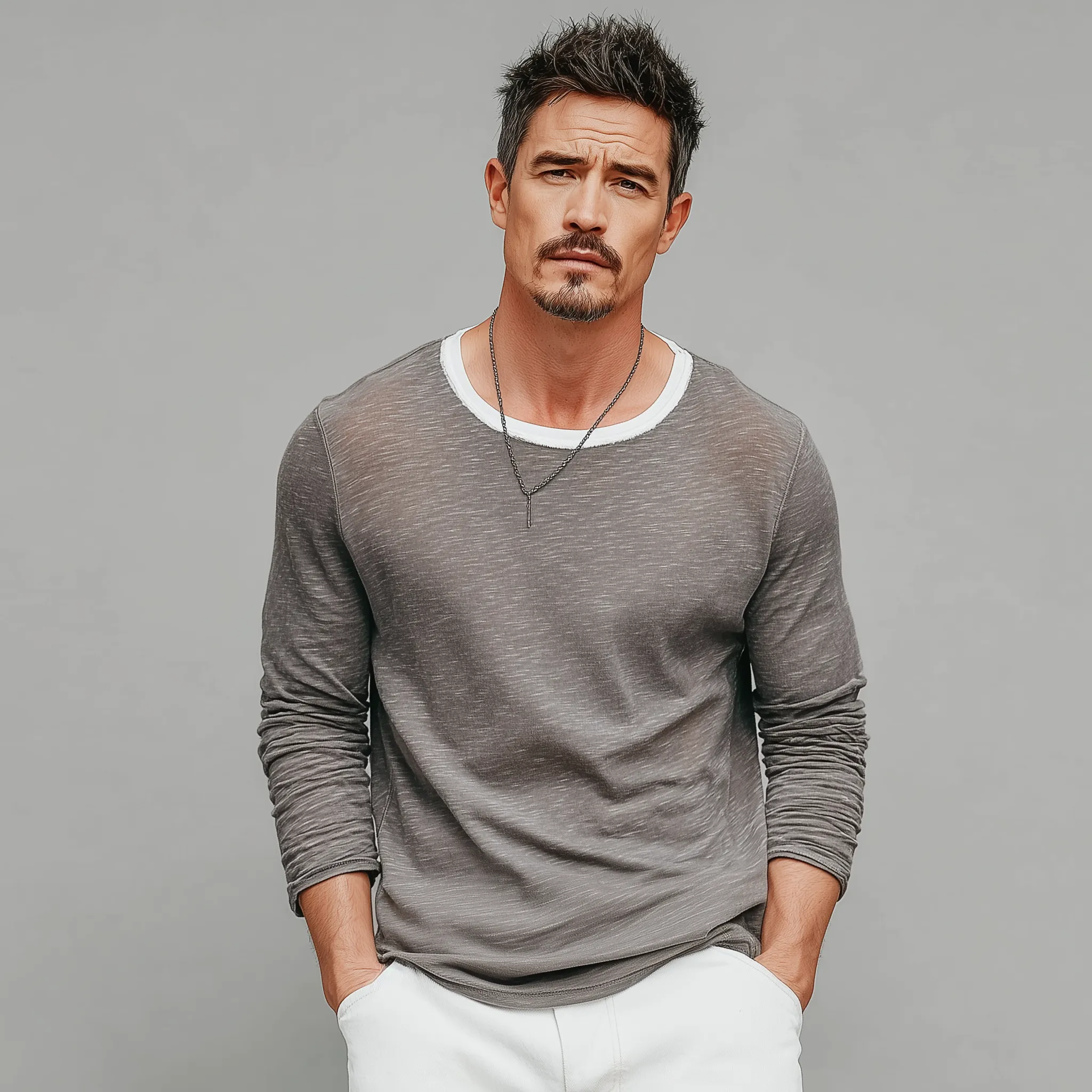 Men's Classic Casual Slub Cotton Blend Crew Neck Long Sleeve T-Shirt MTA2497G2K sold by Manly product image thumbnail 3