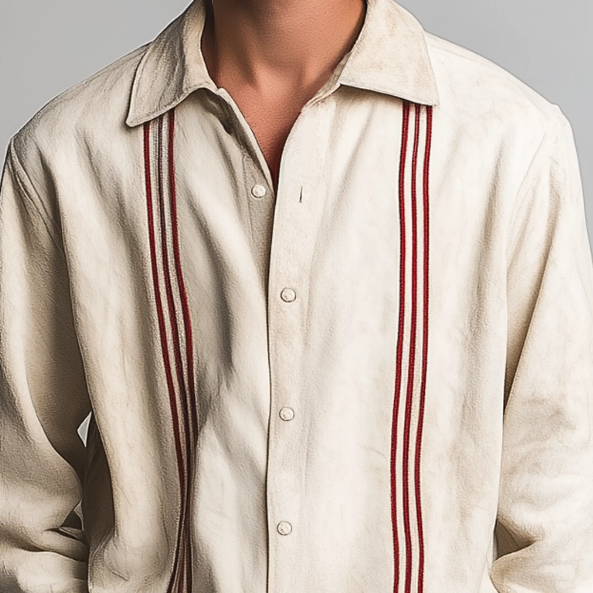 Men's Classic Casual Thin Contrast Color Stitching Suede Embroidery Lapel Long Sleeve Shirt MTA2452G6K sold by Manly product image thumbnail 4