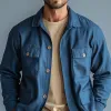 Men's Classic Casual Cotton And Linen Blend Lapel Multi-pocket Long-sleeved Shirt-style Thin Jacket MTA2461G4K sold by Manly