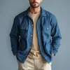 Men's Classic Casual Cotton And Linen Blend Lapel Multi-pocket Long-sleeved Shirt-style Thin Jacket MTA2461G4K sold by Manly