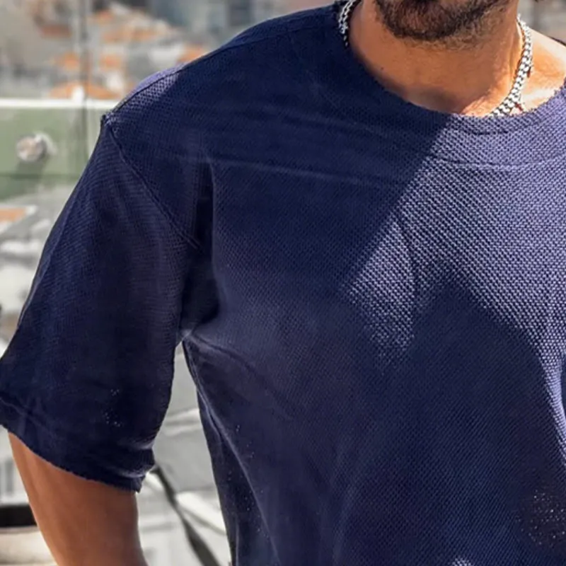 Men's Retro Casual Street Solid Color Loose Round Neck Short Sleeve T-Shirt MTA2310G9TO sold by Manly product image thumbnail 3