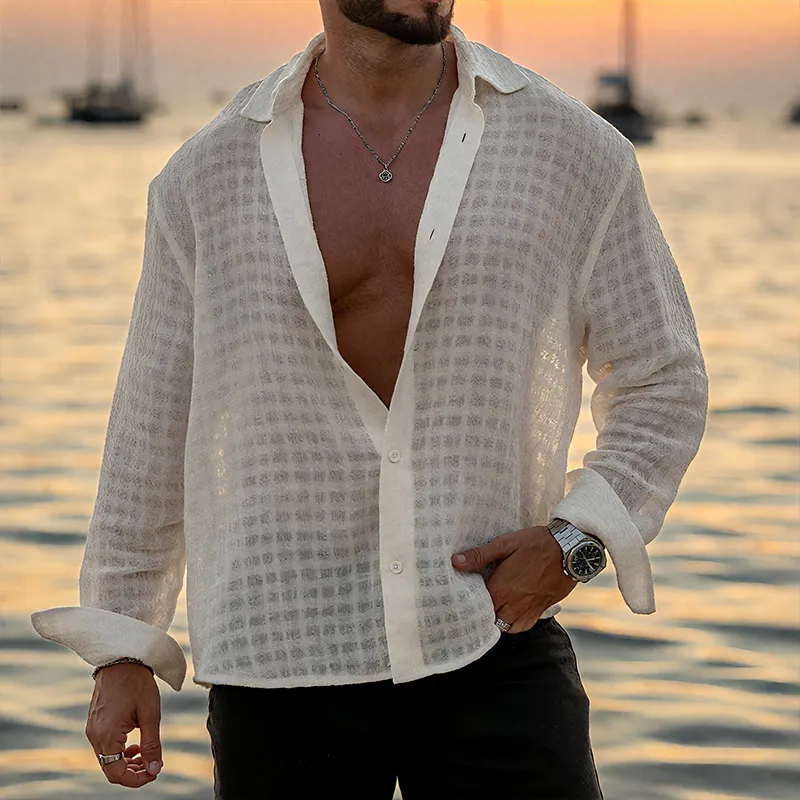 Men's Retro Casual Plaid Loose Lapel Long Sleeve Shirt MTA2399G3TO sold by Manly product image thumbnail 2