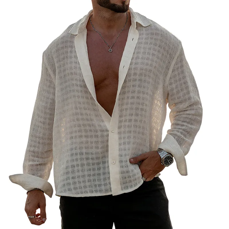 Men's Retro Casual Plaid Loose Lapel Long Sleeve Shirt MTA2399G3TO sold by Manly