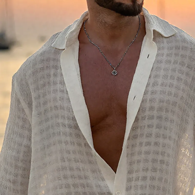 Men's Retro Casual Plaid Loose Lapel Long Sleeve Shirt MTA2399G3TO sold by Manly product image thumbnail 3