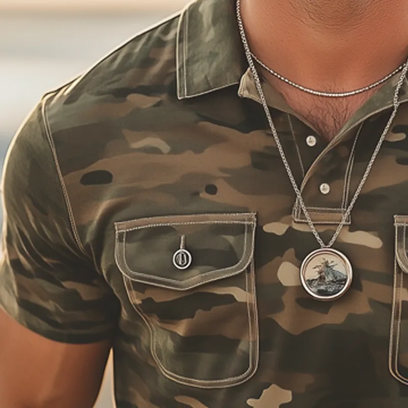 Men's Classic Camouflage Short Sleeve Polo Shirt MTA2432G8U sold by Manly product image thumbnail 3