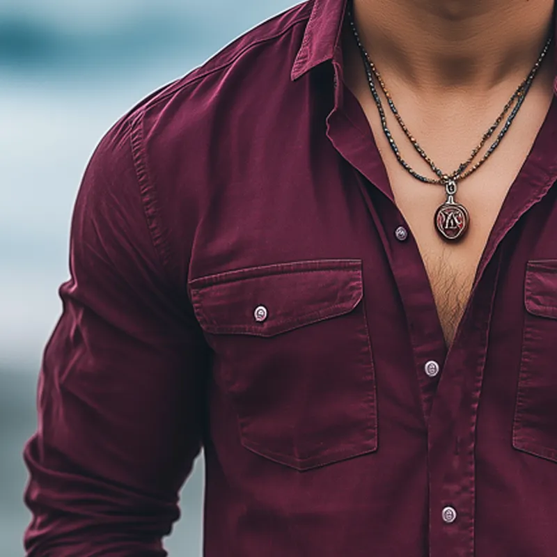 Men's Basic Solid Color Cotton Long Sleeve Shirt MTA2375G3U sold by Manly product image thumbnail 5