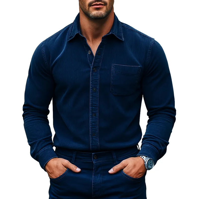 Men's Vintage Corduroy Long Sleeve Lapel Shirt MTA2490G1X sold by Manly product image thumbnail 3