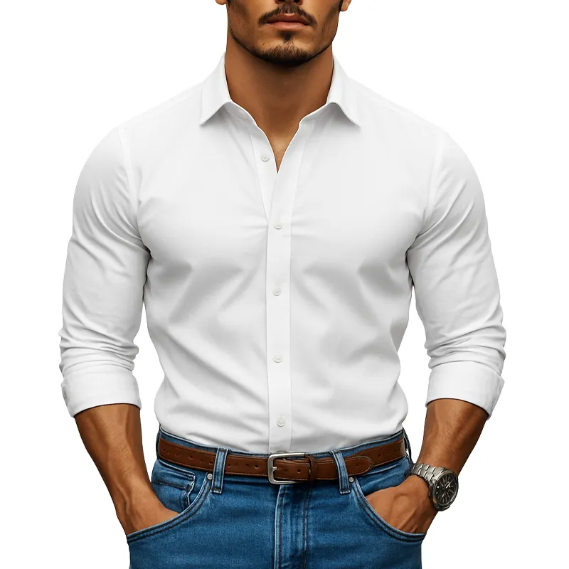 Men's Striped Printed Cotton And Linen Long Sleeve Shirt MTA2447G7X sold by Manly product image thumbnail 4