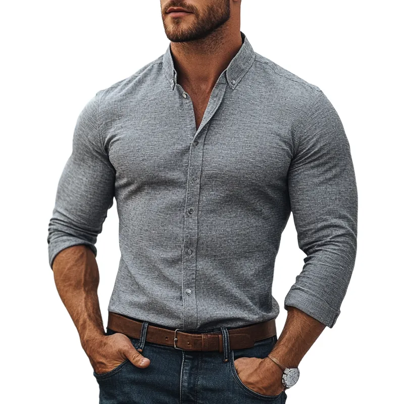 Men's Business Cotton Long Sleeve Lapel Shirt MTA2498G4X sold by Manly